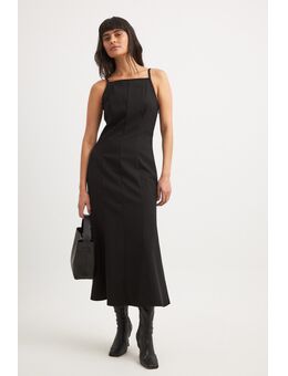 Midi-jurk met diepe jurk - Black