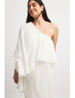 Chiffon asymmetrische mini-jurk met one-shoulder - White