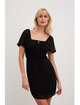 Mini-jurk van gekreukt chiffon - Black