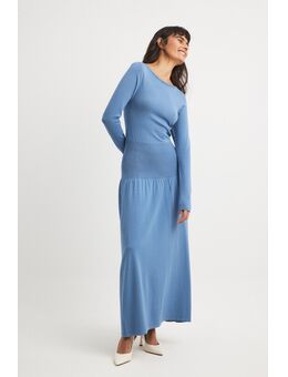 Gebreide maxi-jurk met detail op de taille - Blue