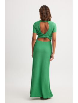 Gestructureerde maxi-jurk met open rug - Green