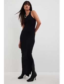 Geribde maxi-jurk - Black