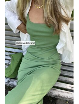 Gerecycled zachte geribde maxi-jurk - Green