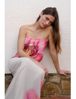 Printed Off Shoulder Maxi Dress - Multicolor