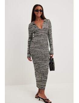 Melange gebreide midi-jurk - Grey