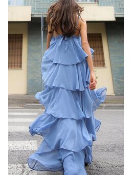 Tiered Chiffon Maxi Dress - Blue