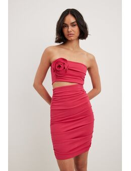 Mini-jurk met cut-out en rozen - Pink