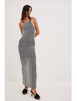 Gestructureerde maxi-jurk met split - Multicolor