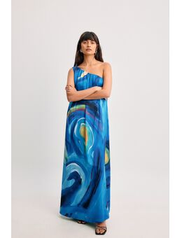 One Shoulder Maxi Dress - Multicolor