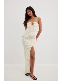 Bandeau maxi-jurk met hoge split - Flower