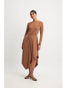 Draped Midi Dress - Brown