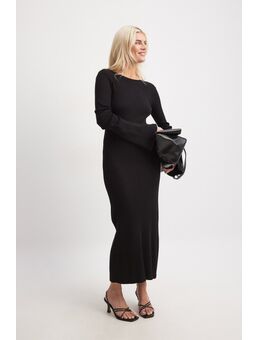 Gebreide maxi-jurk met diepe rug - Black