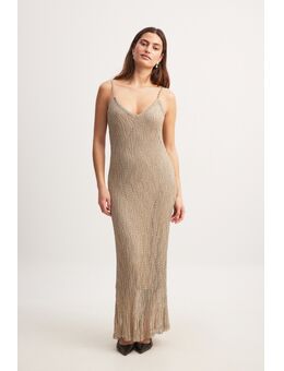 Back Detail Knitted Maxi Dress - Beige