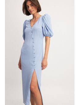 Asymmetrische midi-jurk met knopen - Blue