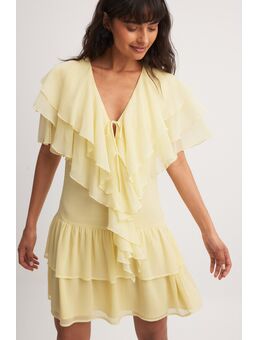 Mini-jurk met ruches - Yellow