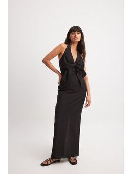 Maxi-jurk met strikdetail aan de voorkant - Black