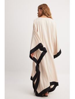 Contrast Kimono Midi Dress - Beige