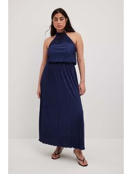 Geplooide flowy midi-jurk - Navy