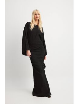 Gestructureerde maxi-jurk met trekkoord - Black