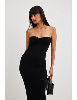 Maxi tube-jurk met gedraaide voorkant - Black