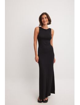 Soft Line mouwloze maxi-jurk met boothals - Black