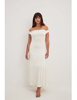 Off-shoulder maxi-jurk - Offwhite