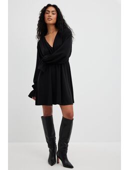 Flowy LS mini-jurk - Black