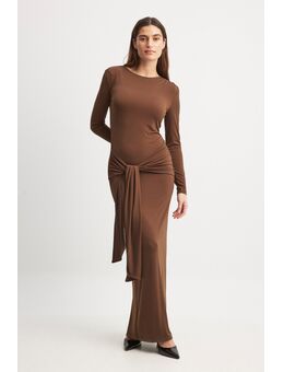 Tie Waist Maxi Dress - Brown