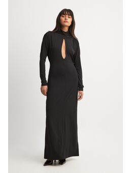 Jersey openvallende maxi-jurk met cut-outdetail - Black