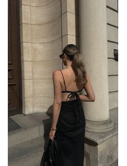 Gedrapeerde linnen jurk - Black