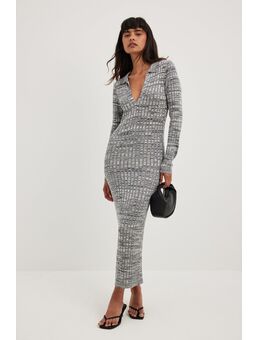 Melange gebreide midi-jurk - Grey