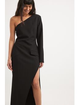 Midi-jurk met een blote schouder - Black