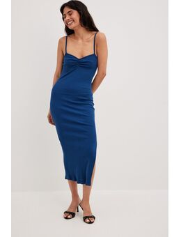 Midi-jurk met hartvormige hals - Blue