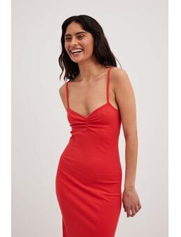 Midi-jurk met hartvormige hals - Red