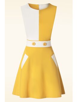 Sixties Contrast jurk in geel