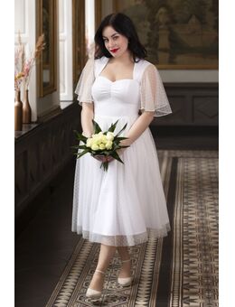 Topvintage exclusive ~ Holly Bridal swing jurk in wit