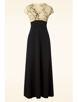 Rinda floral maxi jurk in zwart