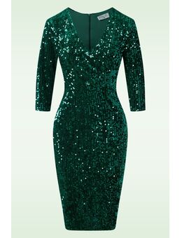 Maddy Sequin pencil jurk in groen