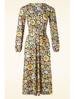 Julieta floral midi jurk in zwart en multi