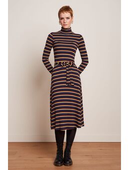 Mimmi stripe rollneck jurk in evening blauw