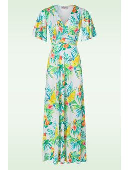 Fiona tropical parrot maxi jurk in multi