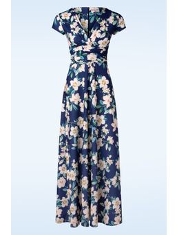 Rinda Floral maxi jurk in marineblauw