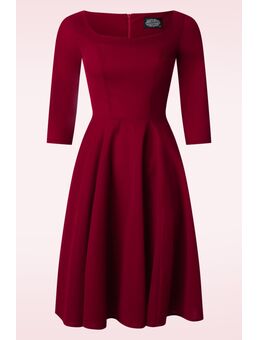 Valerie velours swing jurk in rood