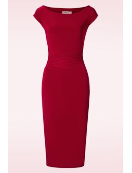 Jacintha potlood midi-jurk in rood