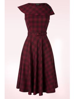 Wide Collar Plaid swing jurk in rood