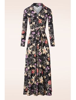 Helena Botanical Flower maxi jurk in zwart en multi