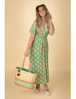 Indy maxi jurk geo print in groen
