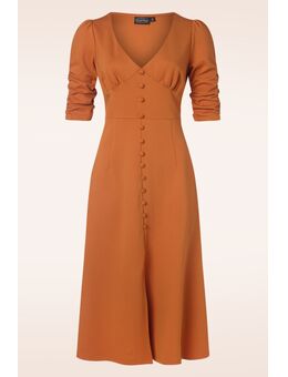 Button Front Midi Flare jurk in oranje