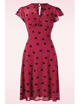 Peppa Chiffon Hearts Tea jurk in frambozenrood
