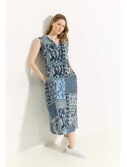 Dames Jurk met patchworkprint in Blauw, Gr: L